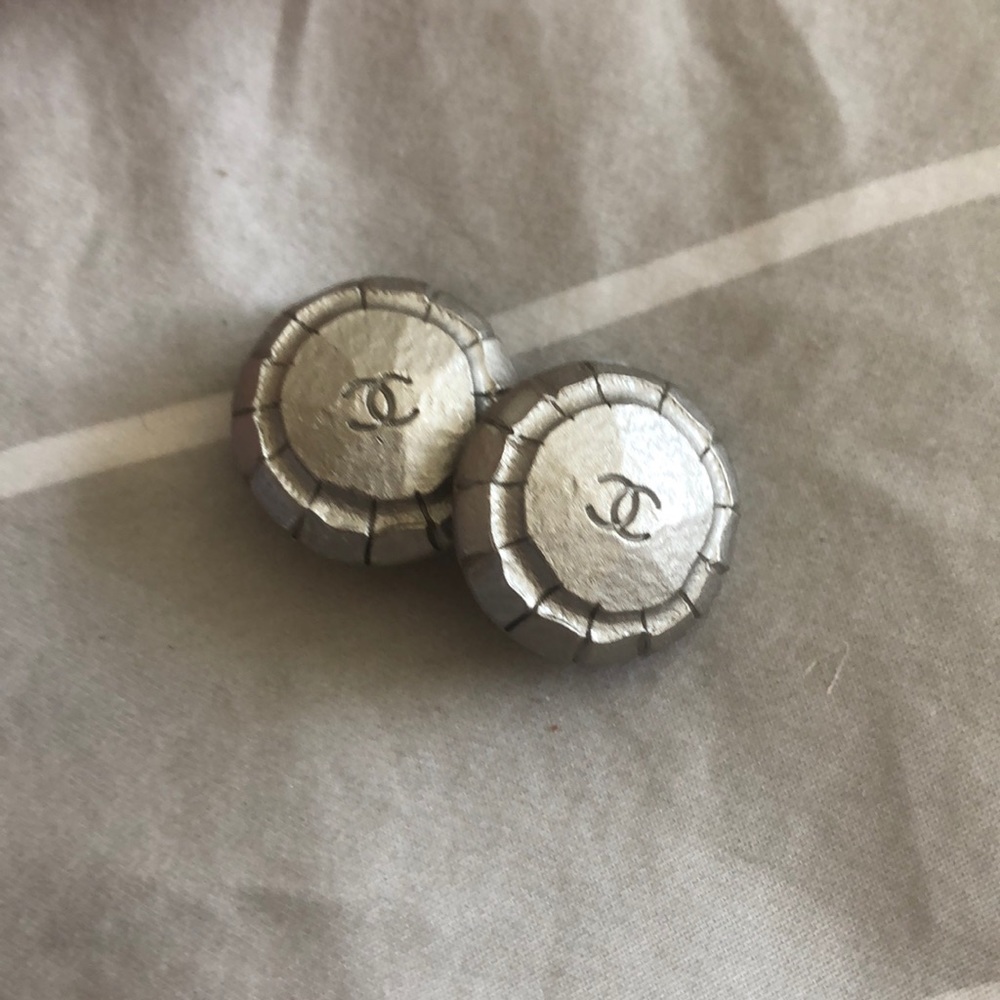 Chanel hammered silver clip on earrings.